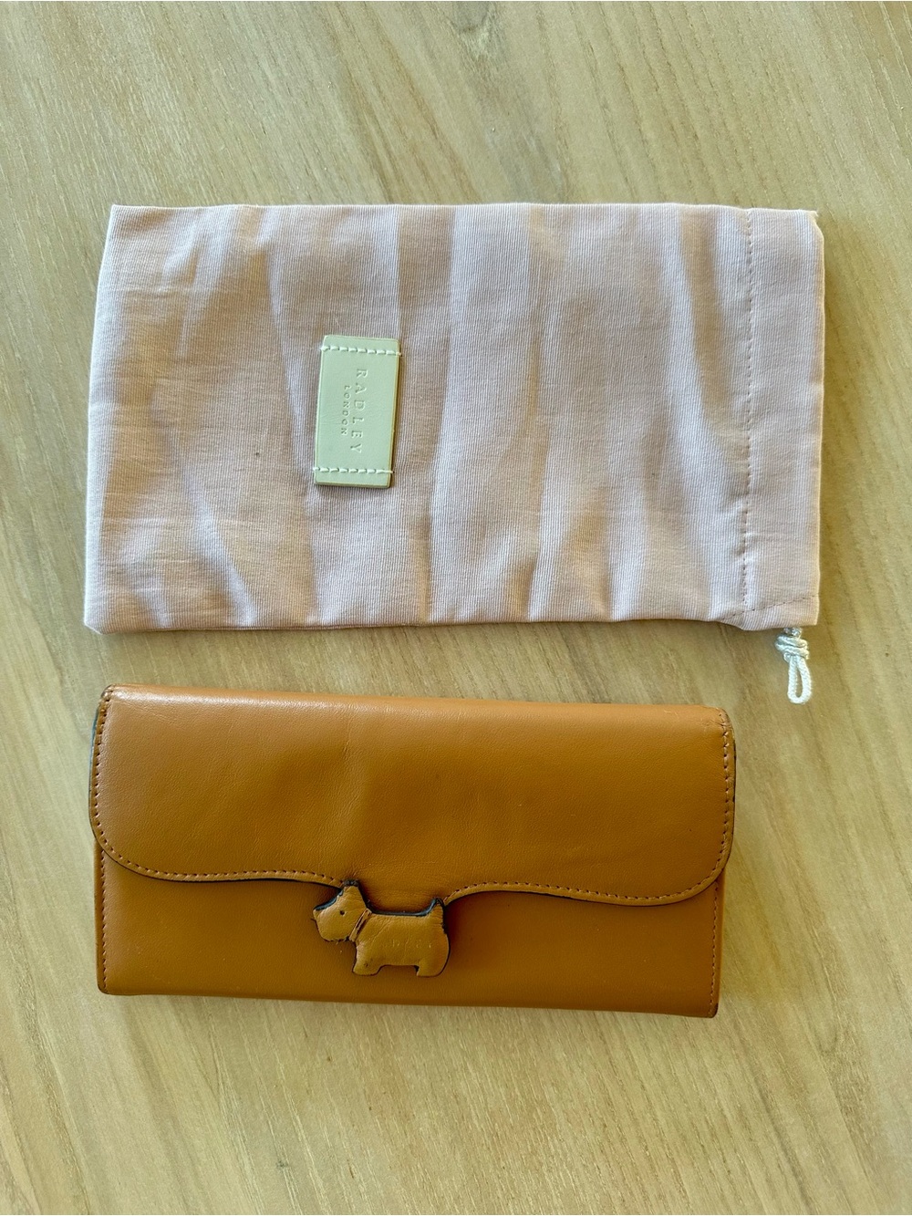 RADLEY LONDON Tan/Brown Leather Continental Wallet with Dog Motif